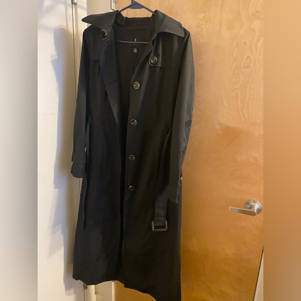 London Fog Women's Hooded
Single Breasted Trench Black
